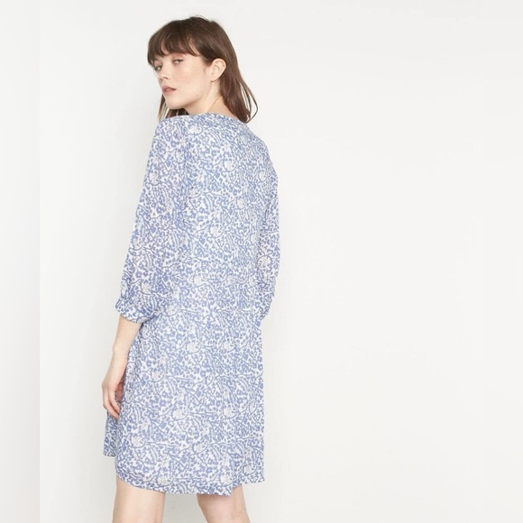 Maison 123 Calypso Blue / Silver Floral Shift Dress Size Medium / 6 - Picture 2 of 16